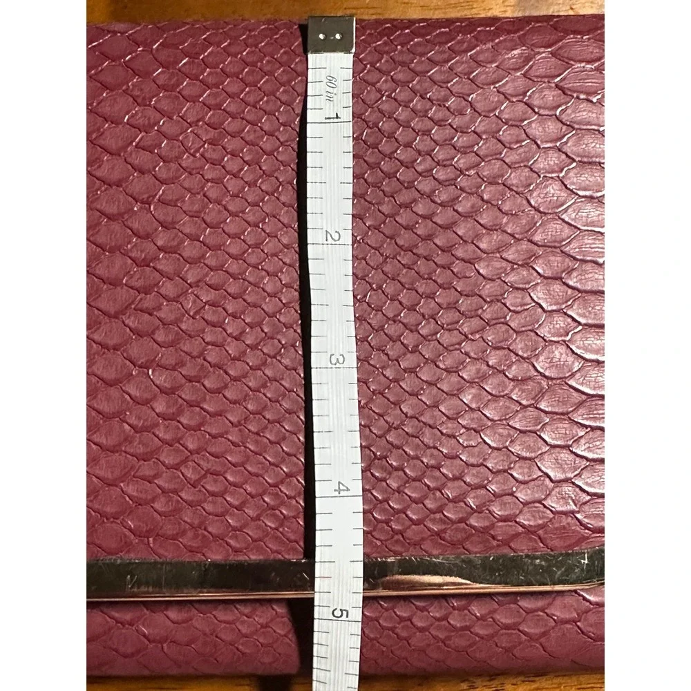 ALDO Snake Embossed Clutch Purse Burgundy Chain Strap Evening Bag‎